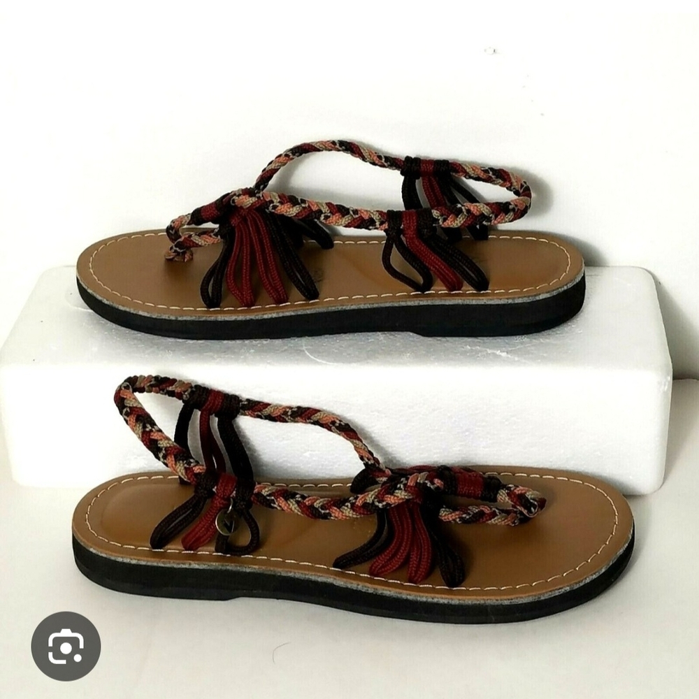 Vines Braided Strap Sandals - Black and Brown Size Womens 10